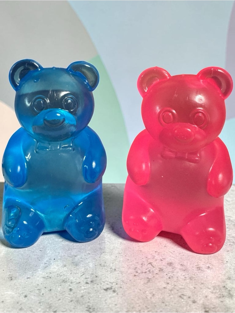 Squishy Blue & Pink Gummy Bear Sensory Toys for Kids - Learning Play